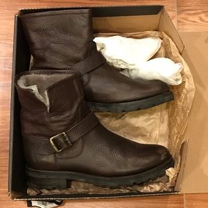 Frye Natalie Short Engineer Shearling Lined Boots